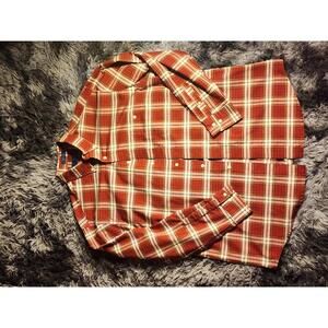 Towncraft XLT Red Plaid Design Long Sleeve Button Up Red White
